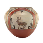 Helen Gachupin (1931-1999) - Large Zia Polychrome Olla with Rainbird and Deer Pictorials c. 1970s, 12" x 14"
