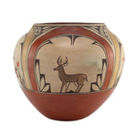 Helen Gachupin (1931-1999) - Large Zia Polychrome Olla with Rainbird and Deer Pictorials c. 1970s, 12" x 14"