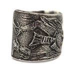 Preston Monongye (1927-1987) - Hopi - Multi-Stone Inlay and Silver Tufacast Bracelet with Ogre Kachina Design c. 1960-70s, size 6.5