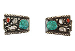 Navajo - Multi-Stone and Silver Watch Tabs with Leaf Design, 1.25" x 1.5"