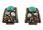 Navajo - Multi-Stone and Silver Watch Tabs with Leaf Design, 1.25" x 1.5"