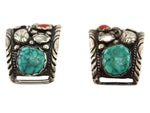 Navajo - Multi-Stone and Silver Watch Tabs with Leaf Design, 1.25" x 1.5"