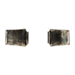 Navajo - Turquoise, Coral, and Silver Watch Band Tabs with Leaf Design c. 1960s, 1" x 1.25"