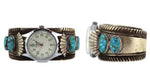 Kee Joe Benally, Jr. (1936-2014) - Navajo - Number 8 Turquoise and Silver Watchband with Stamped Design c. 1950s, size 7
