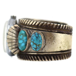 Kee Joe Benally, Jr. (1936-2014) - Navajo - Number 8 Turquoise and Silver Watchband with Stamped Design c. 1950s, size 7