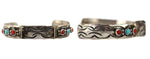 Navajo - Coral, Turquoise, and Silver Watchband with Stamped Design c. 1930-40s, size 6.25