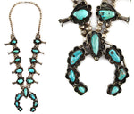 Navajo - Turquoise and Silver Squash Blossom Necklace c. 1960-70s, 27" length