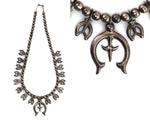 Navajo - Silver Squash Blossom-Style Necklace c. 1950-60s, 27" length