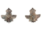Zuni - Multi-Stone Channel Inlay and Silver Knifewing God Earrings c. 1940s, 0.875" x 1"