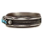 Navajo - Black Web Number 8 Turquoise and Silver Row Bracelet with Stamped Design c. 1940s, size 6.25