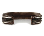 Navajo - Black Web Number 8 Turquoise and Silver Row Bracelet with Stamped Design c. 1940s, size 6.25
