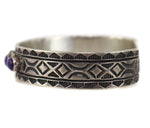 Orville White - Navajo - Sugilite and Sterling Silver Bracelet with Stamped Design c. 1980s, size 7.25