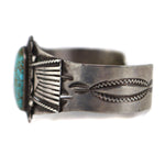 Navajo - Red Spiderweb Turquoise and Silver Bracelet with Stamped Design c. 1940s, size 6.25