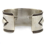 Edison Cummings (b. 1962) - Navajo - Coral and Silver Bracelet with Stamped Design c. 1990s, size 7