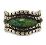 Mexican - Chrysocolla and Taxco Silver Ring c. 1940s, size 10