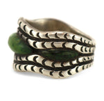 Mexican - Chrysocolla and Taxco Silver Ring c. 1940s, size 10