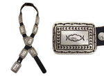 Possibly Henry Mariano - Navajo - Sterling Silver and Leather Concho Belt with Stamped Design c. 1960s, 30" - 31.75" size waist