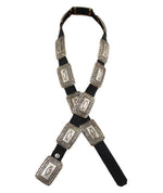 Possibly Henry Mariano - Navajo - Sterling Silver and Leather Concho Belt with Stamped Design c. 1960s, 30" - 31.75" size waist