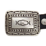 Possibly Henry Mariano - Navajo - Sterling Silver and Leather Concho Belt with Stamped Design c. 1960s, 30" - 31.75" size waist