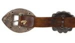Navajo - Turquoise, Silver, and Leather Concho Belt with Stamped Design c. 1950s, 26" - 30.5" size waist