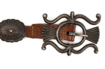 Navajo - Silver Sandcast and Leather Concho Belt c. 1950s, 31.25" - 32" size waist