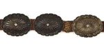 Navajo - Silver Sandcast and Leather Concho Belt c. 1950s, 31.25" - 32" size waist