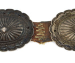 Navajo - Silver Sandcast and Leather Concho Belt c. 1950s, 31.25" - 32" size waist