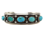 Navajo - Turquoise and Silver Row Bracelet c. 1930-40s, size 6.5