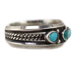 Navajo - Turquoise and Silver Row Bracelet c. 1930-40s, size 6.5