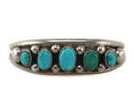 Navajo - Turquoise and Silver Row Bracelet c. 1930-40s, size 6