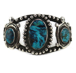 Pueblo - Burnham Turquoise and Silver Turtle Bracelet c. 1950s, size 7