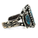 Pueblo - Burnham Turquoise and Silver Turtle Bracelet c. 1950s, size 7