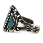 Pueblo - Burnham Turquoise and Silver Turtle Bracelet c. 1950s, size 7