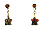 Zuni - Coral Petit Point, 12K Gold Fill, and Sterling Silver Squash Blossom Necklace and Post Earrings Set c. 1960-70s
