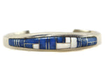 Frank Chee - Navajo - Sodalite and Opal Channel Inlay and Sterling Silver Bracelet c. 1980s, size 6.75
