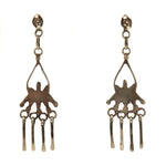 Zuni - Turquoise Needle Point Cluster and Silver Post Earrings with Dangle Design c. 1940-50s, 2.375" x 0.625"