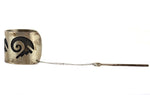Glenn Lewis (d. 1985) - Hopi Crafts - Silver Overlay Braid Clip with Pictorial Design c. 1950s, 1" x 1.25"
