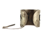 Glenn Lewis (d. 1985) - Hopi Crafts - Silver Overlay Braid Clip with Pictorial Design c. 1950s, 1" x 1.25"