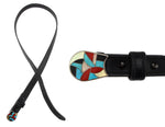 Ben Eustace (1924-2007) - Zuni - Multi-Stone Channel Inlay, Silver, and Leather Belt c. 1950s, 27.5" - 34.5" size waist