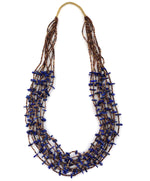 Santo Domingo (Kewa) - 10-Strand Lapis Lazuli and Pen Shell Heishi Necklace c. 1970s, 27" length