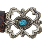 Dene Tsosie Bini - Navajo - Turquoise, Silver, and Leather Belt with Stamped Design c. 1950s, 36.5" - 42" size waist