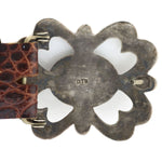 Dene Tsosie Bini - Navajo - Turquoise, Silver, and Leather Belt with Stamped Design c. 1950s, 36.5" - 42" size waist