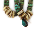 Navajo - Pair of Turquoise and Shell Jocla Pendants with Turquoise and Silver Charm Accent c. 1940s, 6" length
