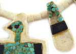 Santo Domingo (Kewa) - Depression Era Turquoise Mosaic Inlay, Vinyl, and Bone Thunderbird Necklace c. 1920-30s, 23" length