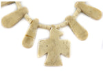 Santo Domingo (Kewa) - Depression Era Turquoise Mosaic Inlay, Vinyl, and Bone Thunderbird Necklace c. 1920-30s, 23" length