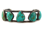 Richard L. Reeve - Apache - Turquoise and Silver Row Bracelet c. 1970s, size 7.25
