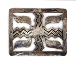 Phillip Honanie (d. 2017) & Hopi Silver Craft Guild - Hopi - Silver Overlay Belt Buckle c. 1960s, 2.5" x 3"