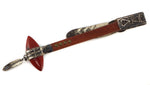 Origin Unknown - Catlinite, Silver, and Brass Miniature Skull Cracker with Feather Dangles c. 1960-70s, 5.5" x 1.5" x 0.375"