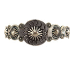 Navajo - Silver Bracelet with Arrows and Whirling Logs Design c. 1930s, size 7