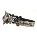 Navajo - Silver Bracelet with Arrows and Whirling Logs Design c. 1930s, size 7